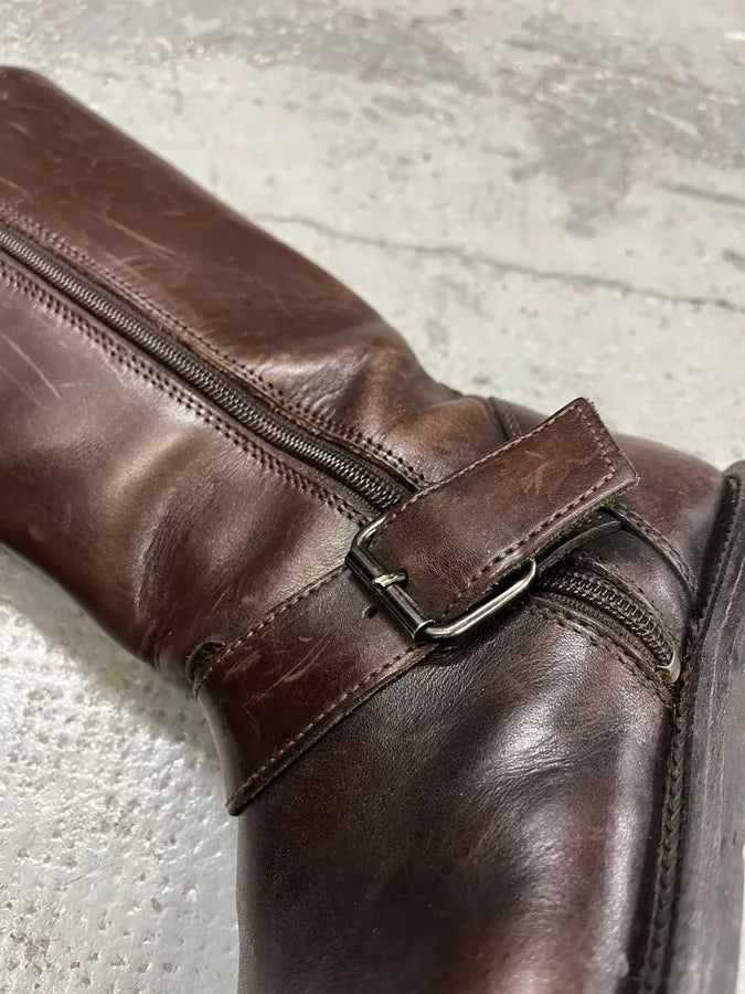 2000s Dolce & Gabbana Brown Leather High Boots KlJgNNl 3