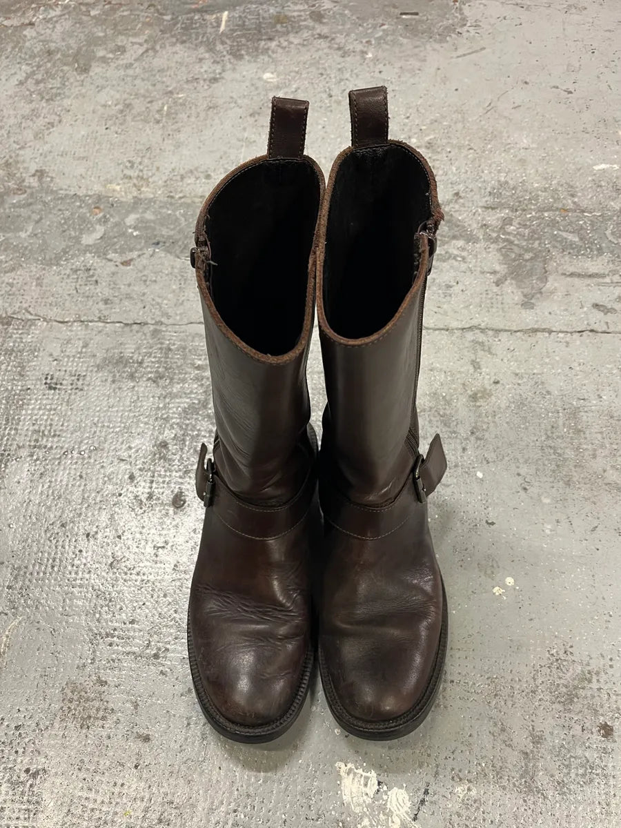 2000s Dolce & Gabbana Brown Leather High Boots KlJgNNl 4