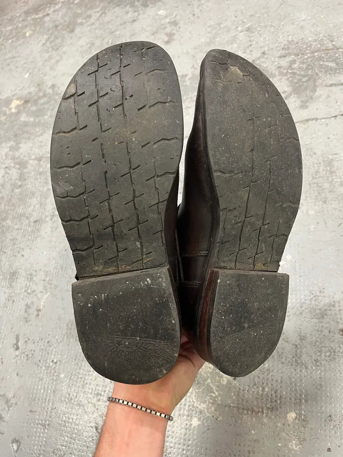 2000s Dolce & Gabbana Brown Leather High Boots KlJgNNl 6