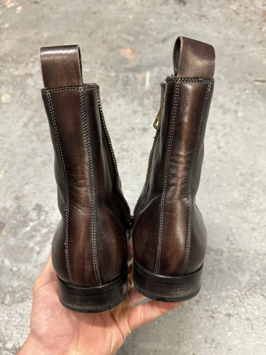 2000s Dolce & Gabbana Brown Leather Holes Boots DCiZNqJ 3