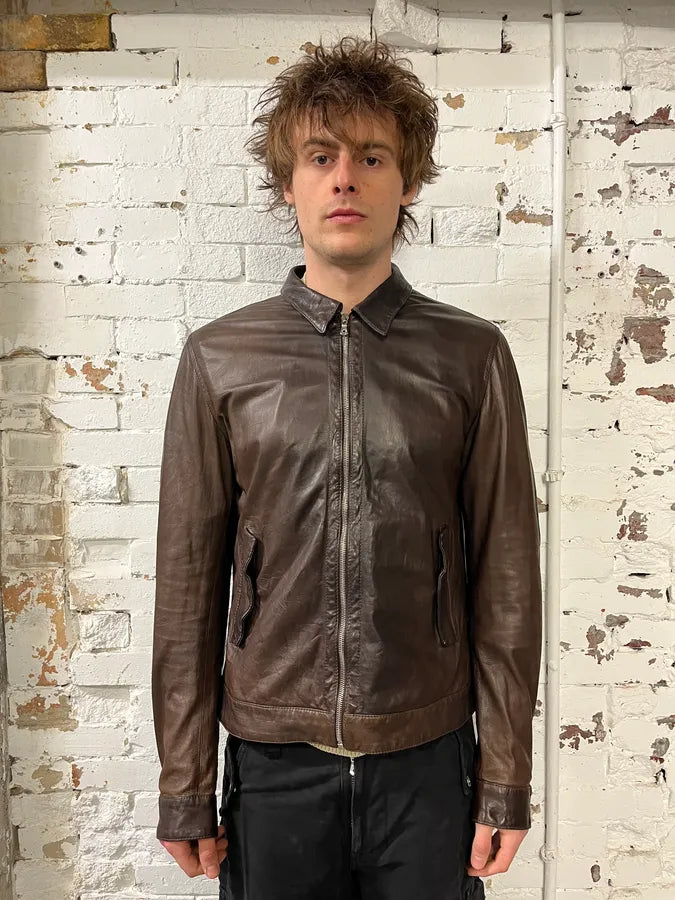 2000s Dolce & Gabbana Brown Lamb Leather Jacket MwZRFoV 1