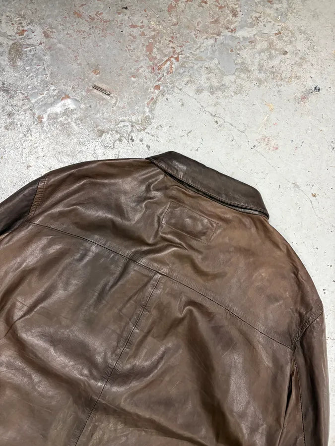 2000s Dolce & Gabbana Brown Lamb Leather Jacket MwZRFoV 7