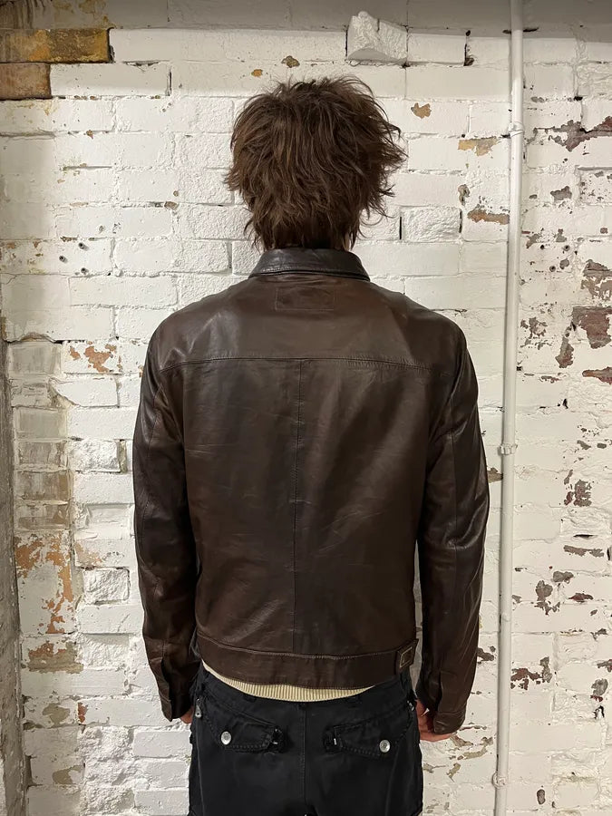 2000s Dolce & Gabbana Brown Lamb Leather Jacket MwZRFoV 2