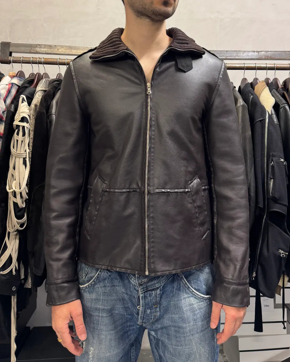 2000s Dolce & Gabbana Brown Leather Jacket JdKlaMx 1