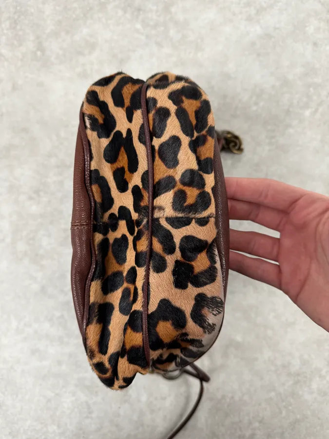 2000s Dolce & Gabbana Brown Leather Leopard Handle Bag cZnxvfi 10