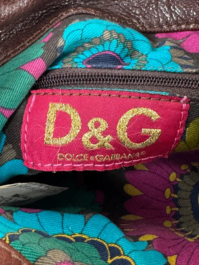 2000s Dolce & Gabbana Brown Leather Leopard Handle Bag cZnxvfi 12