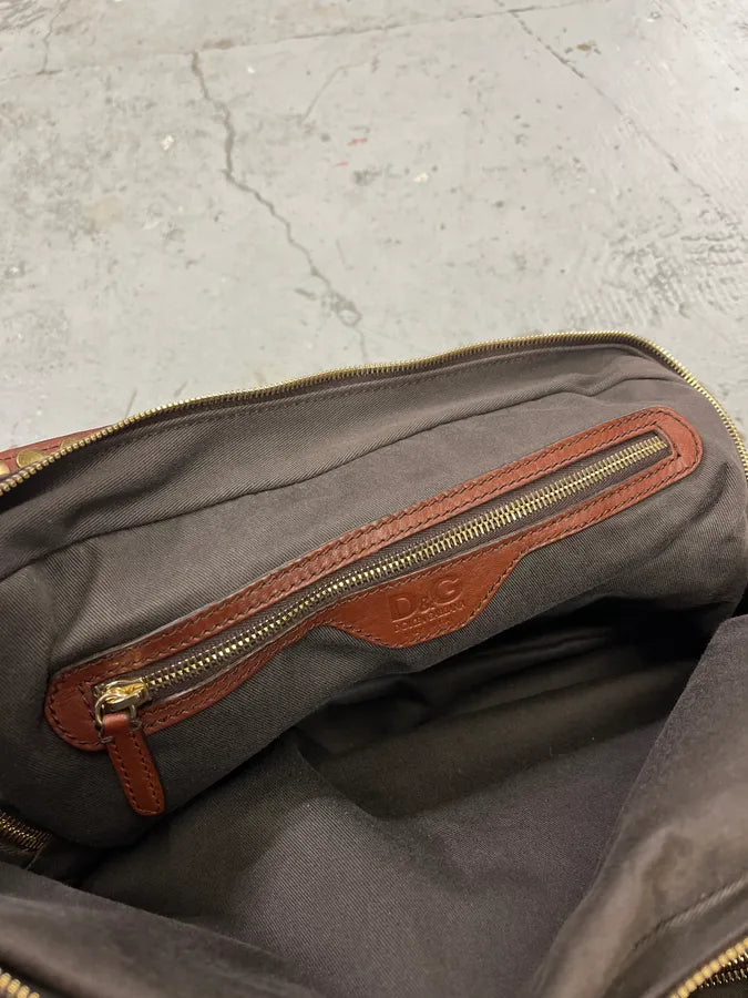 2000s Dolce & Gabbana Brown Leather Leopard Handle Bag gTyiLOq 10