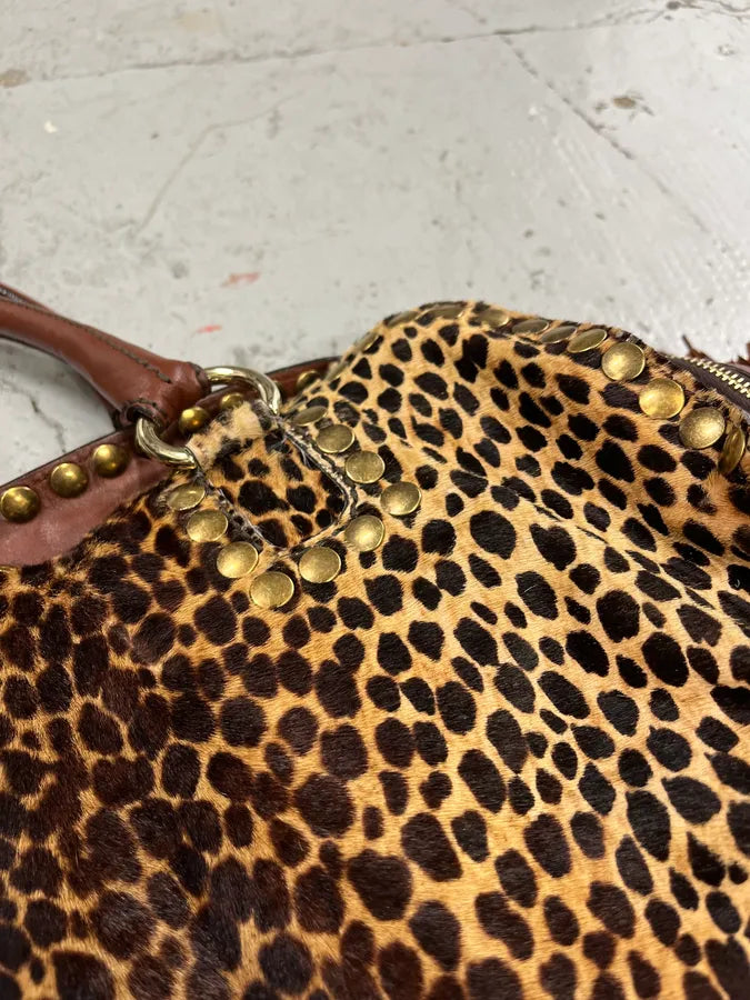 2000s Dolce & Gabbana Brown Leather Leopard Handle Bag gTyiLOq 4