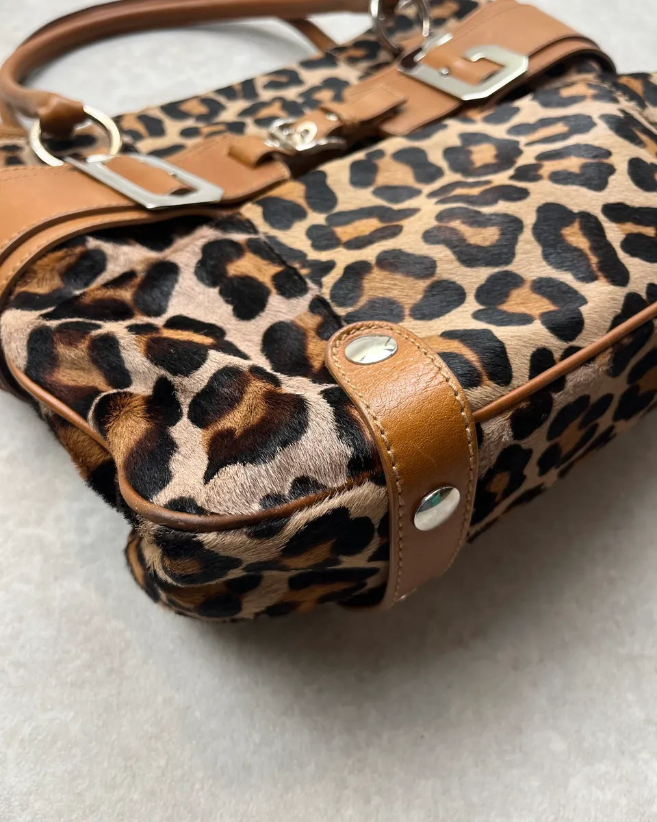 2000s Dolce & Gabbana Brown Leather Leopard Pony Hair Handle Bag DGampkF 5