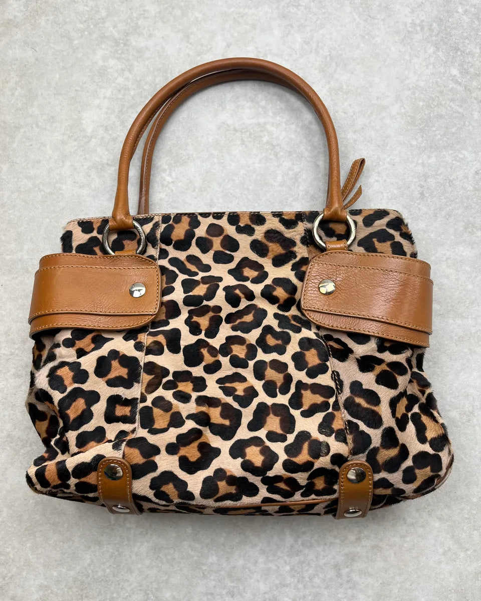 2000s Dolce & Gabbana Brown Leather Leopard Pony Hair Handle Bag DGampkF 6