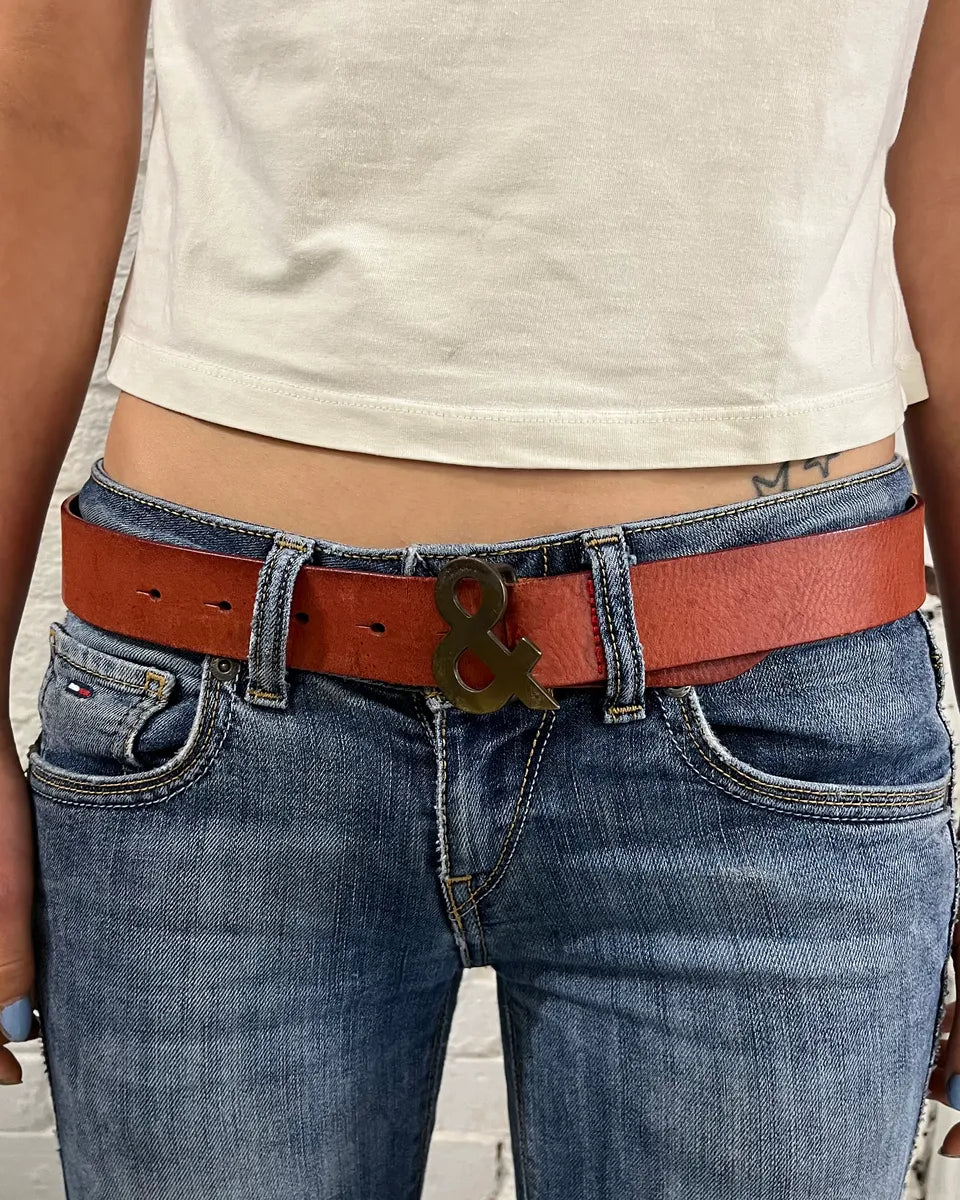 2000s Dolce & Gabbana Brown Leather Logo Belt WRihjuJ 1