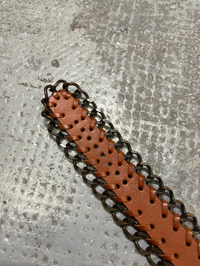 2000s Dolce & Gabbana Brown Leather Metallic Armband nwsfppy 6