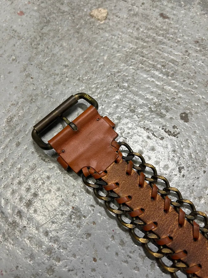 2000s Dolce & Gabbana Brown Leather Metallic Armband nwsfppy 8