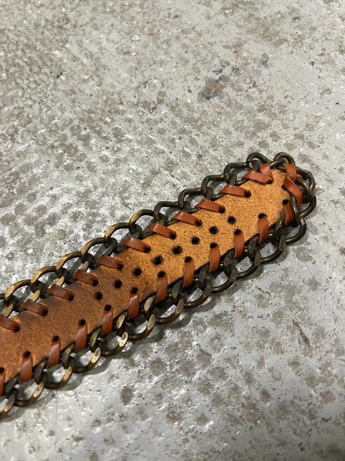 2000s Dolce & Gabbana Brown Leather Metallic Armband nwsfppy 9