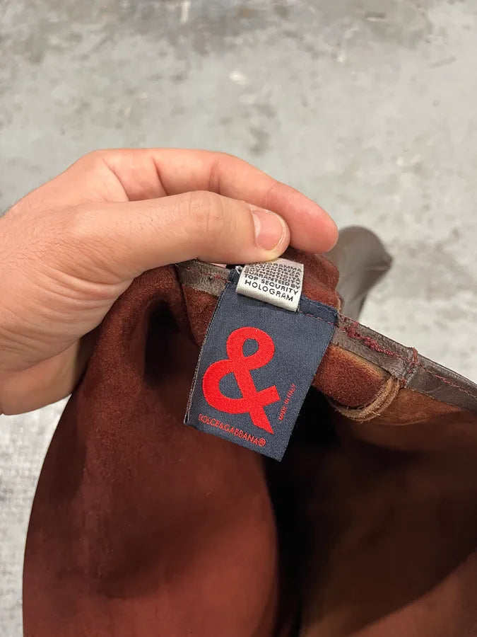 2000s Dolce & Gabbana Brown Leather Shoulder Bag FJnwRVq 9