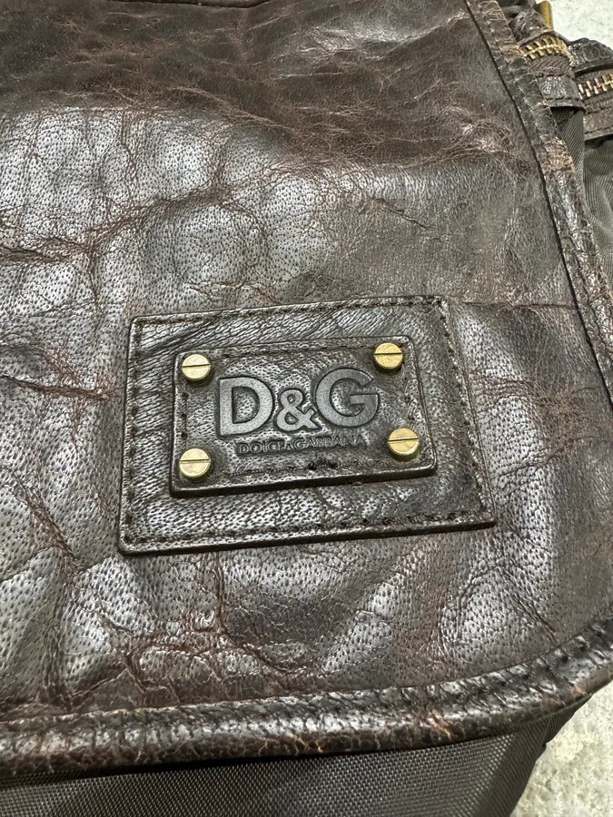 2000s Dolce & Gabbana Brown Leather Shoulder Bag tsTksJg 3