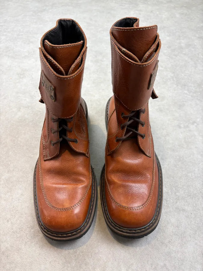 2000s Dolce & Gabbana Brown Leather Strapped High Boots vxsoNHj 1