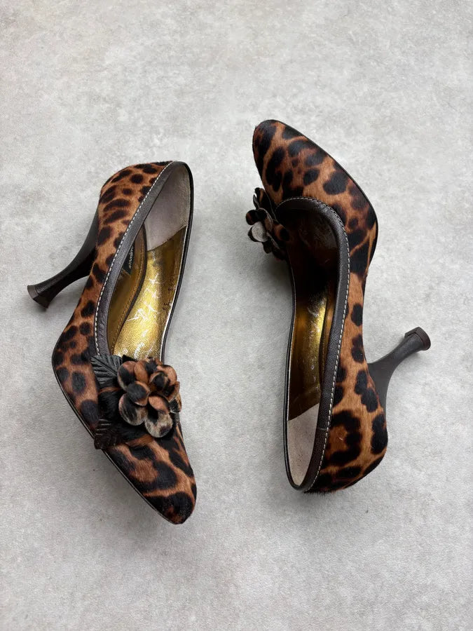 2000s Dolce & Gabbana Brown Leopard Ponyhair Heels RlPWCKb 4