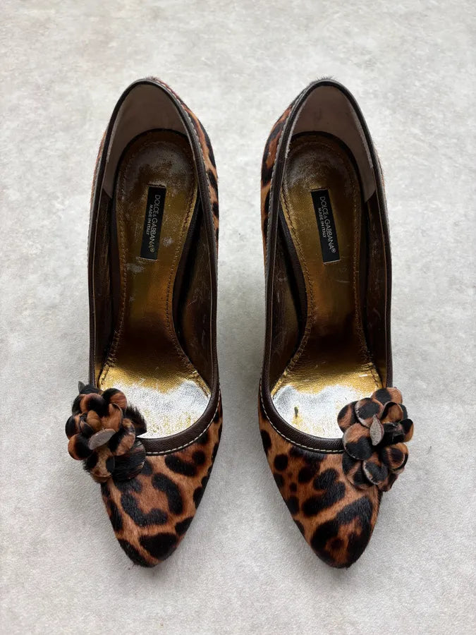 2000s Dolce & Gabbana Brown Leopard Ponyhair Heels RlPWCKb 1