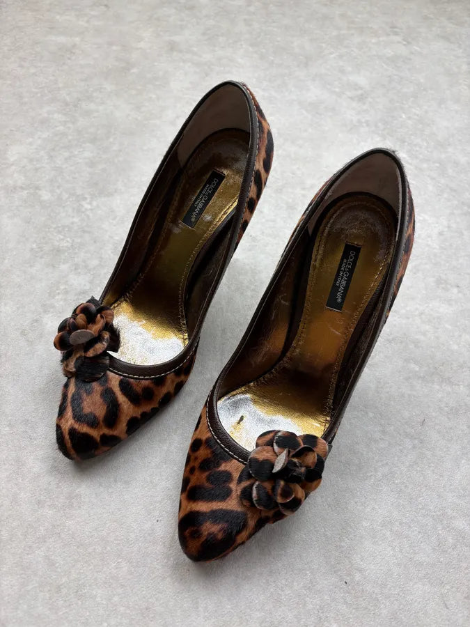 2000s Dolce & Gabbana Brown Leopard Ponyhair Heels RlPWCKb 2