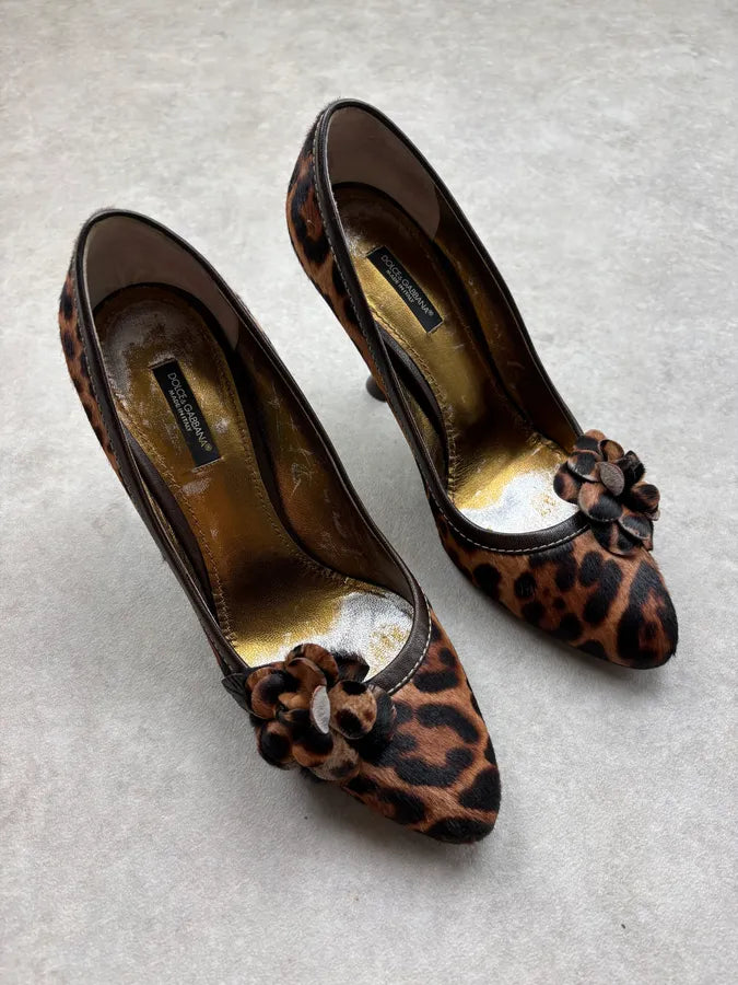 2000s Dolce & Gabbana Brown Leopard Ponyhair Heels RlPWCKb 3