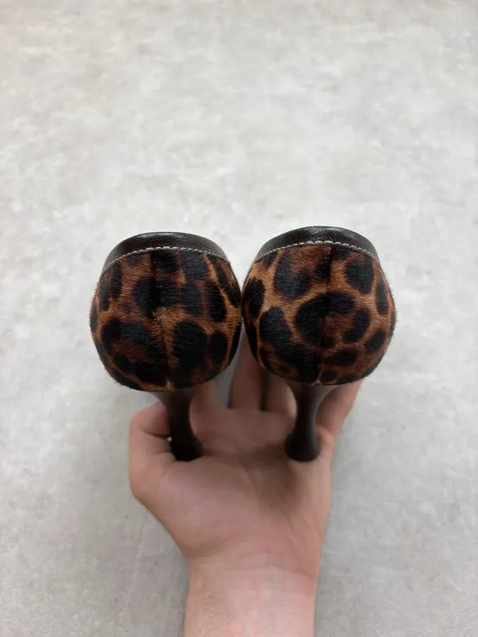 2000s Dolce & Gabbana Brown Leopard Ponyhair Heels RlPWCKb 5