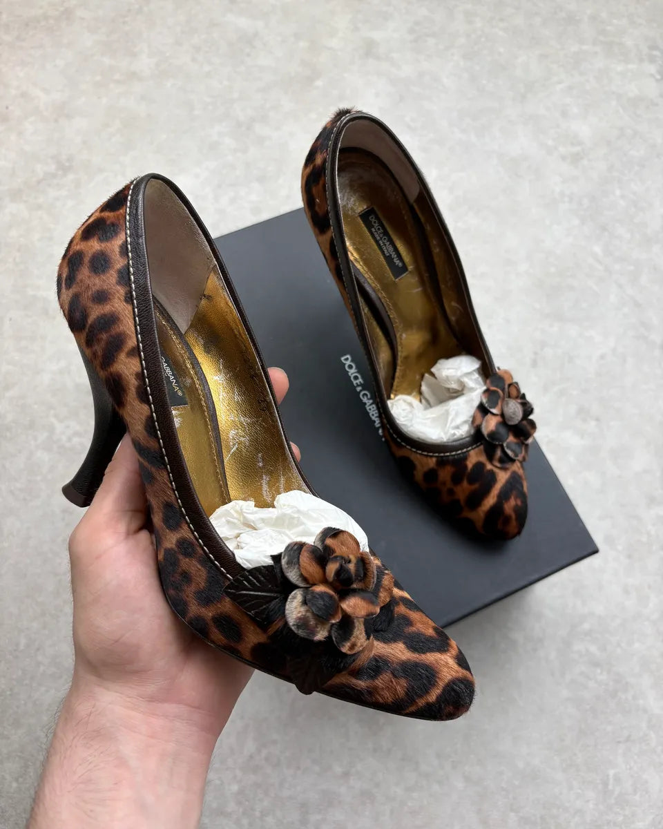 2000s Dolce & Gabbana Brown Leopard Ponyhair Heels RlPWCKb 0