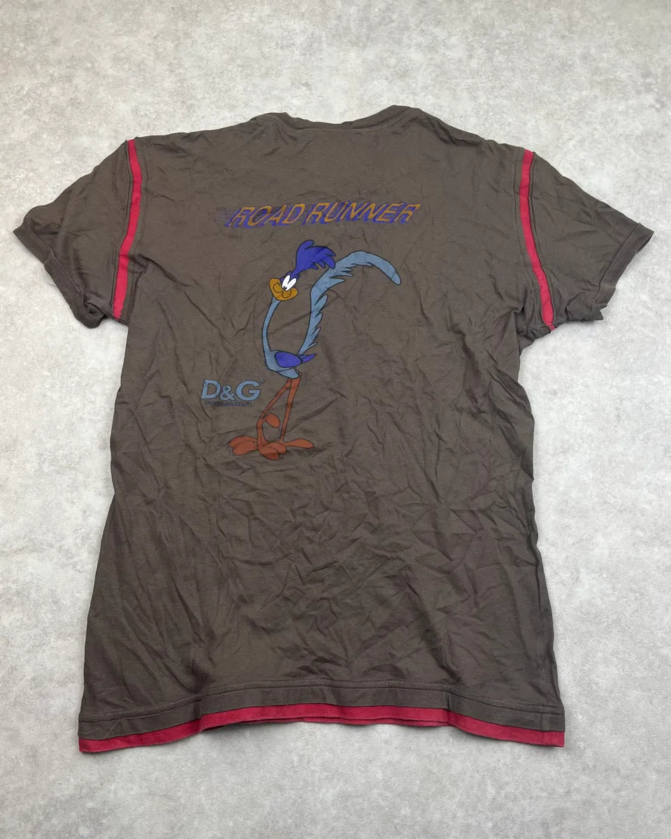 2000s Dolce & Gabbana Brown Looney Tunes Mep Mep Coyote T-Shirt GiGpuxy 3