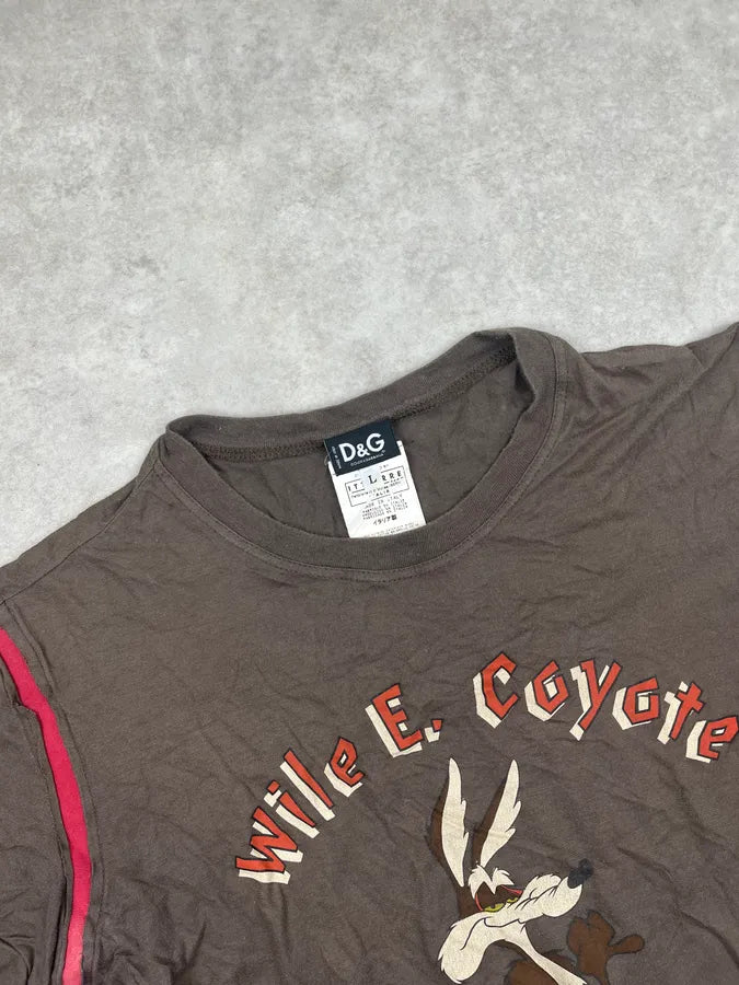 2000s Dolce & Gabbana Brown Looney Tunes Mep Mep Coyote T-Shirt GiGpuxy 4