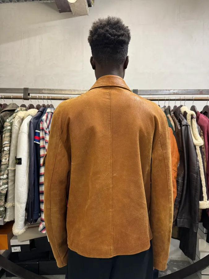 2000s Dolce & Gabbana Brown Multi Pockets Leather Jacket hOqUKBy 2