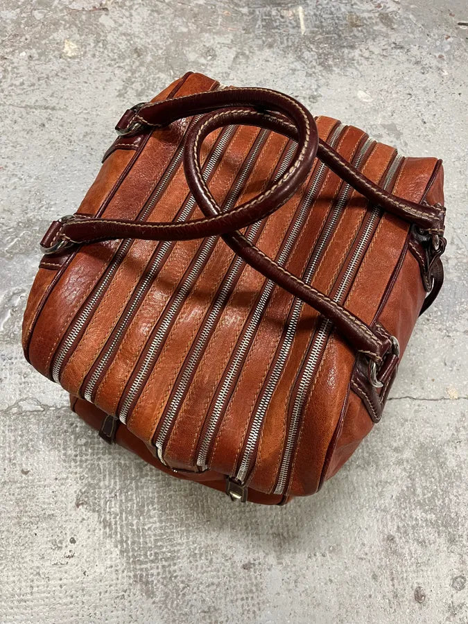 2000s Dolce & Gabbana Brown Multi Zips Lili Handle Leather Bag IEgnRMq 0