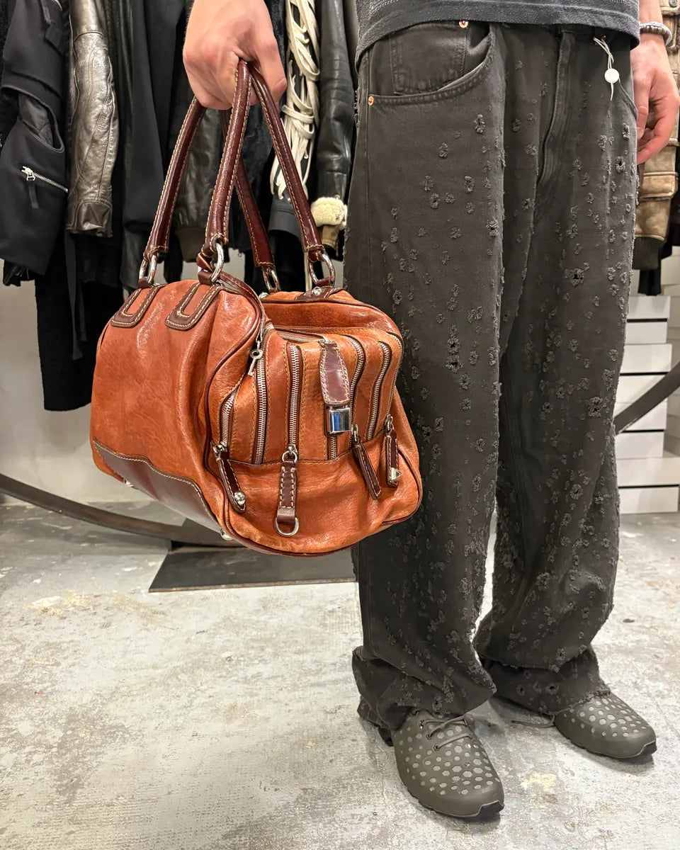 2000s Dolce & Gabbana Brown Multi Zips Lili Handle Leather Bag IEgnRMq 1