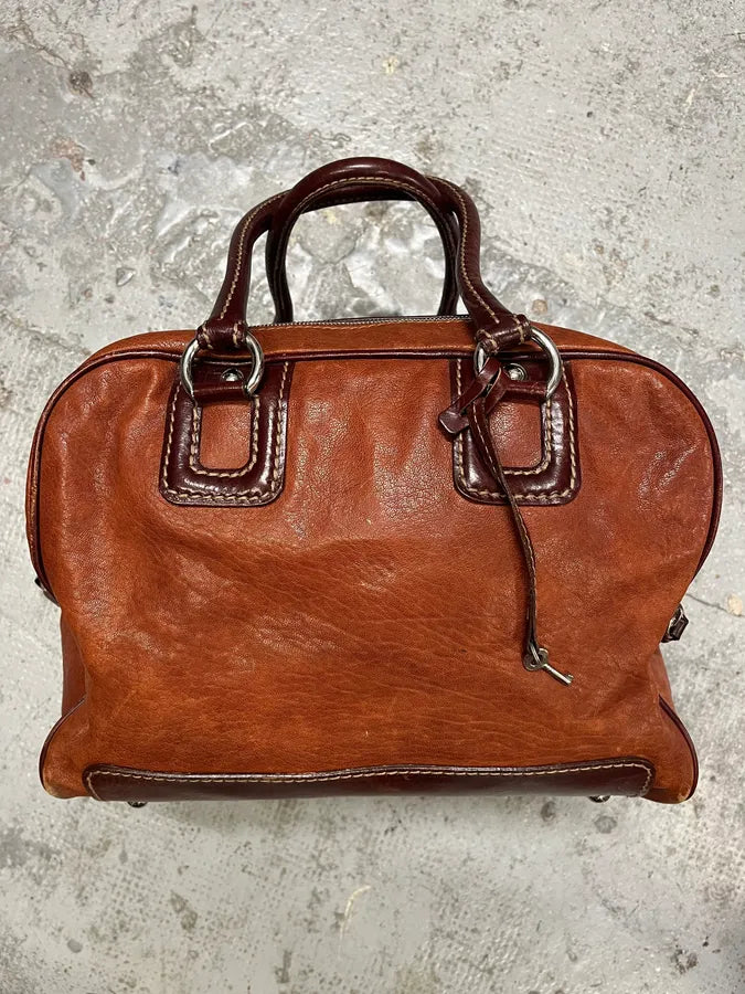 2000s Dolce & Gabbana Brown Multi Zips Lili Handle Leather Bag IEgnRMq 3