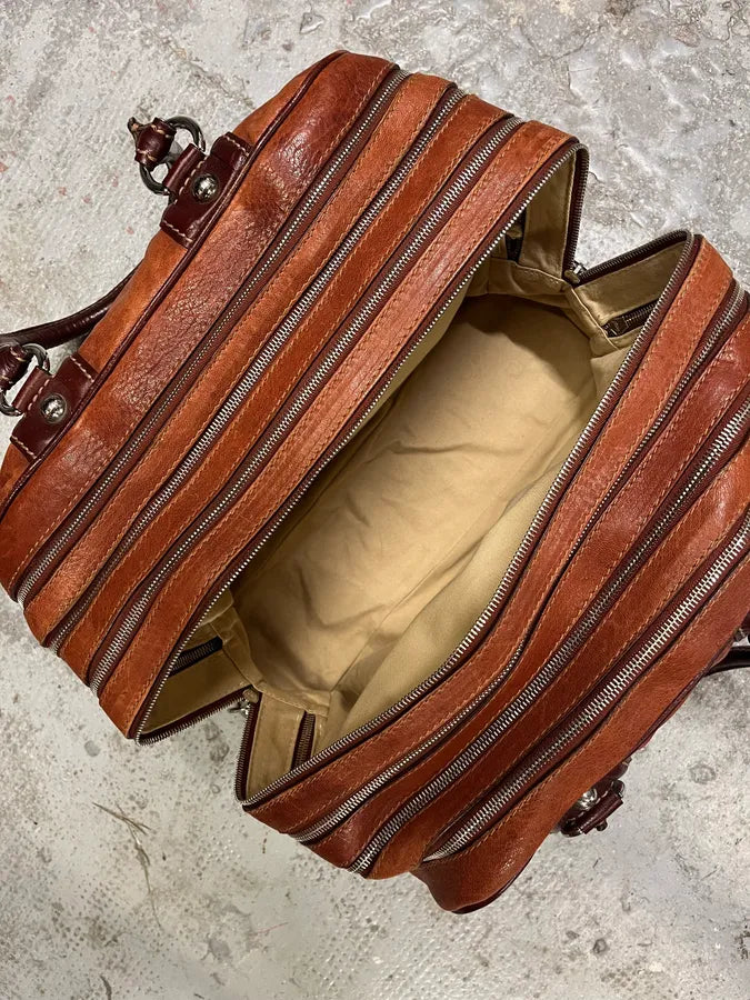 2000s Dolce & Gabbana Brown Multi Zips Lili Handle Leather Bag IEgnRMq 5