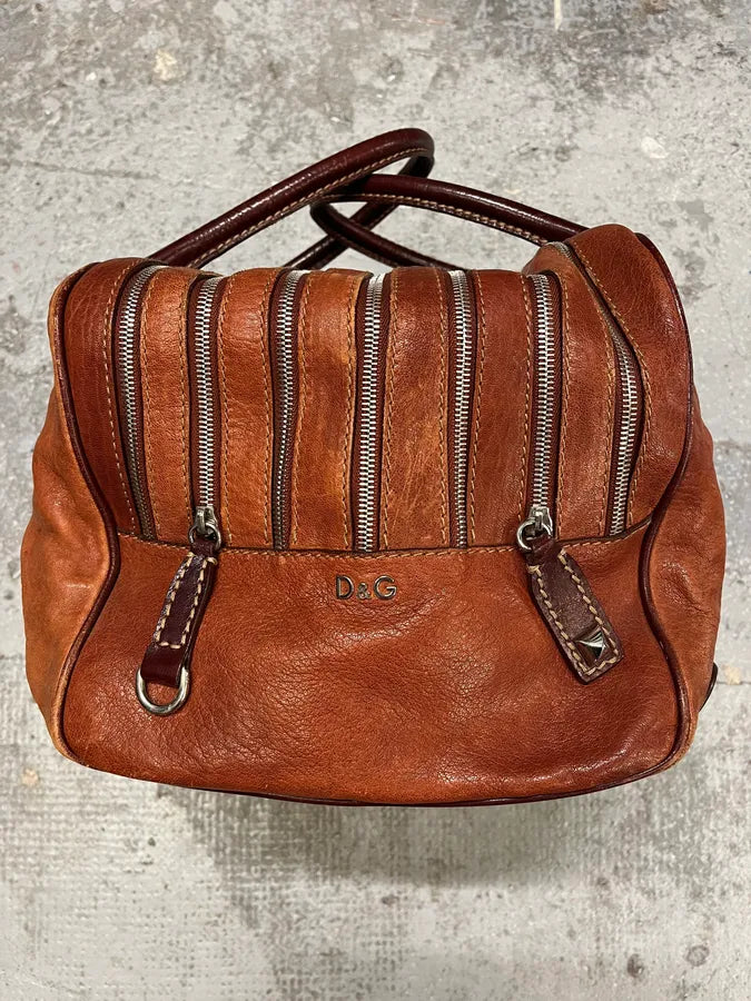 2000s Dolce & Gabbana Brown Multi Zips Lili Handle Leather Bag IEgnRMq 6