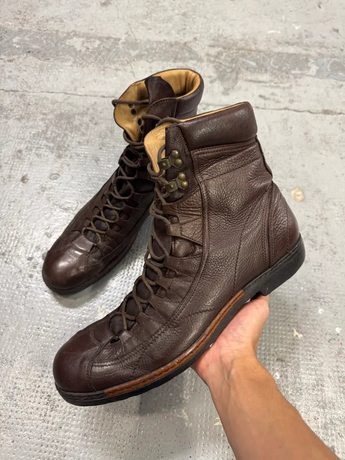 2000s Dolce & Gabbana Brown Officer Leather Boots VhjZEWR 0