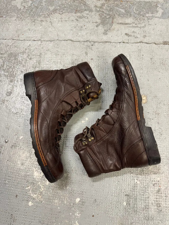 2000s Dolce & Gabbana Brown Officer Leather Boots VhjZEWR 1