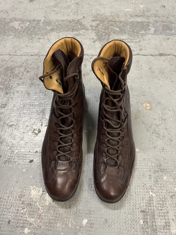 2000s Dolce & Gabbana Brown Officer Leather Boots VhjZEWR 2
