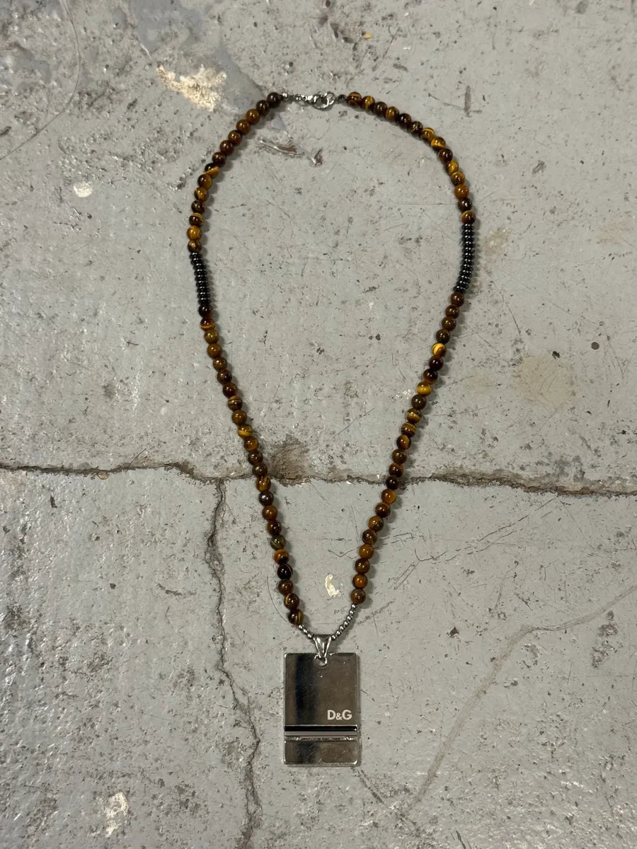 2000s Dolce & Gabbana Brown Pearl Stainless Steel Pendant Necklace BfWnLGl 0