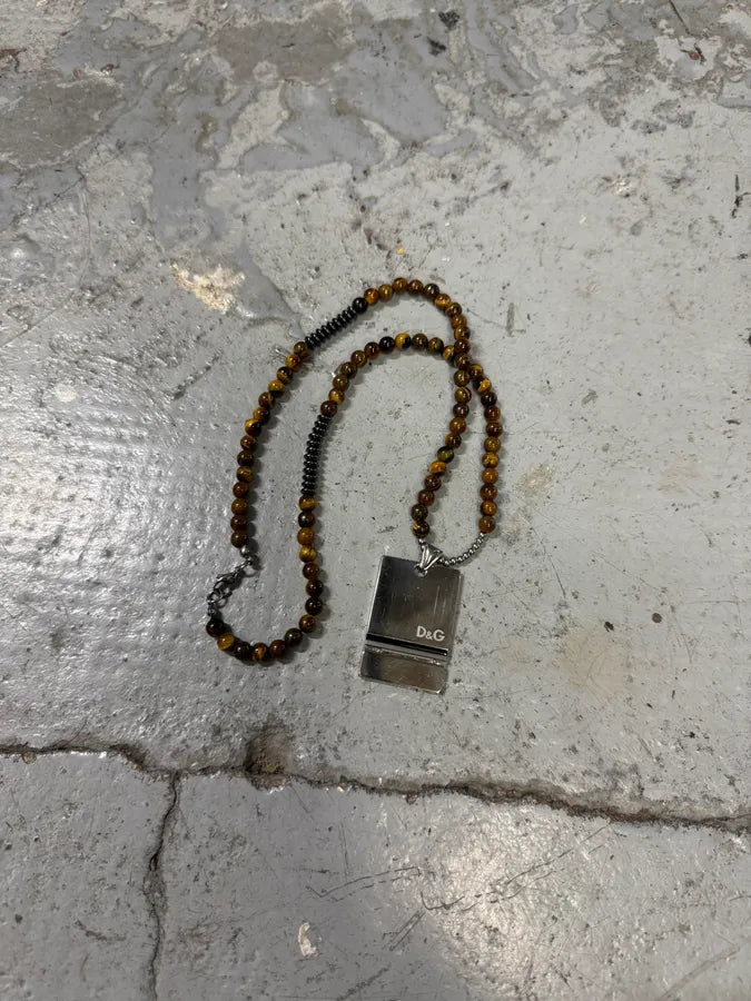 2000s Dolce & Gabbana Brown Pearl Stainless Steel Pendant Necklace BfWnLGl 2