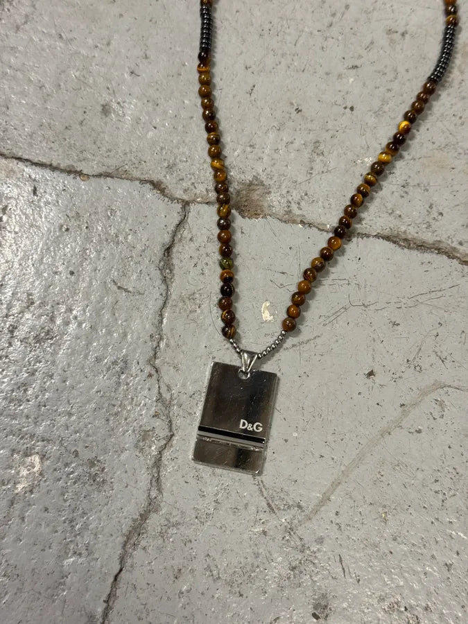 2000s Dolce & Gabbana Brown Pearl Stainless Steel Pendant Necklace BfWnLGl 3