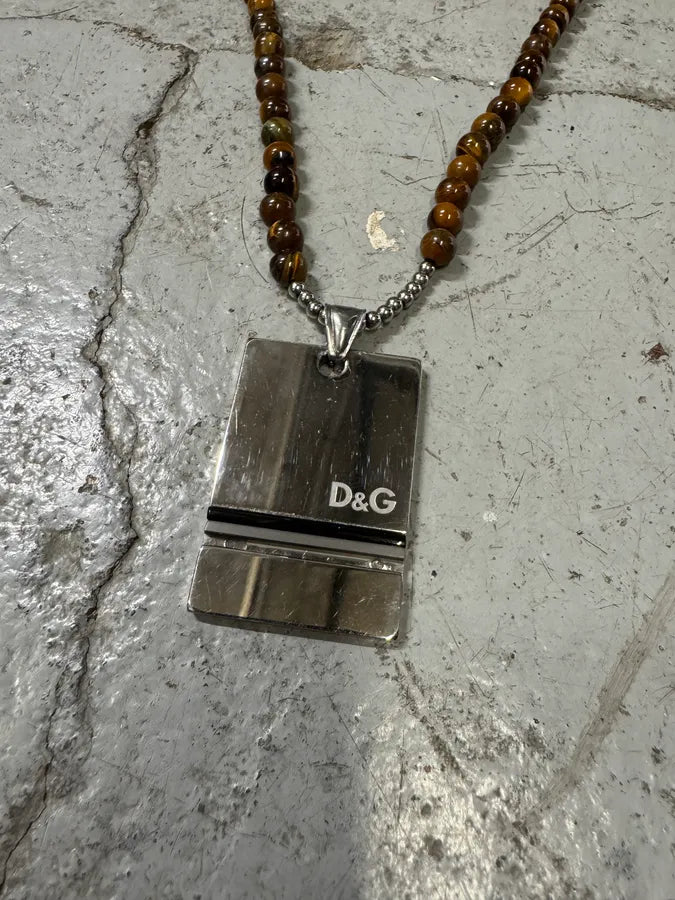 2000s Dolce & Gabbana Brown Pearl Stainless Steel Pendant Necklace BfWnLGl 5