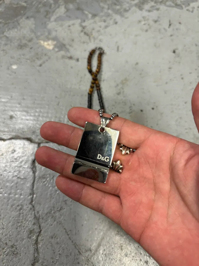 2000s Dolce & Gabbana Brown Pearl Stainless Steel Pendant Necklace BfWnLGl 6