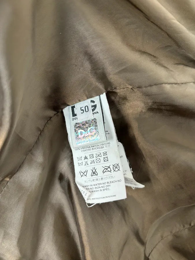 AW2008 Dolce & Gabbana Brown Perfored Aviator Classy Leather Jacket OJjrUiL 12