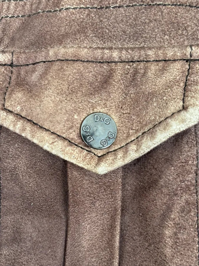 AW2008 Dolce & Gabbana Brown Perfored Aviator Classy Leather Jacket OJjrUiL 8