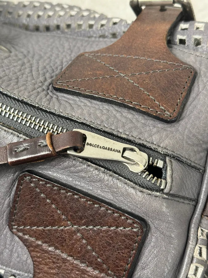 SS2012 Dolce & Gabbana Grey Perfored Week-end Leather Bag QHOviZc 9