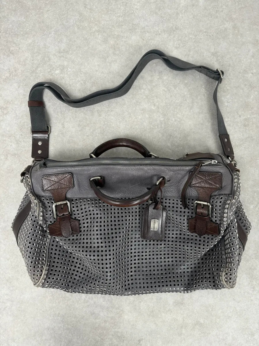 SS2012 Dolce & Gabbana Grey Perfored Week-end Leather Bag QHOviZc 3