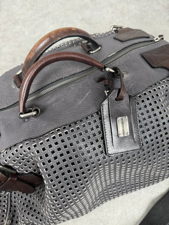 SS2012 Dolce & Gabbana Grey Perfored Week-end Leather Bag QHOviZc 4