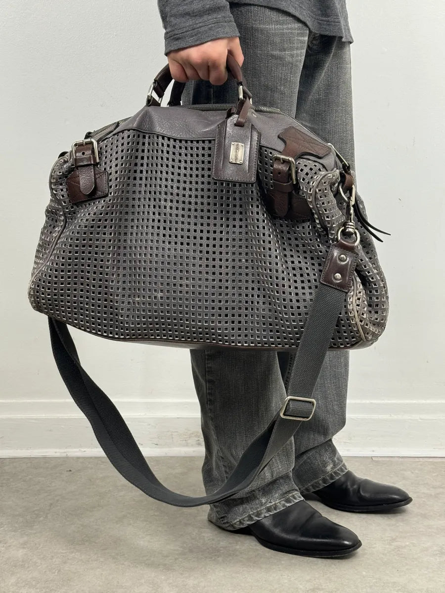 SS2012 Dolce & Gabbana Grey Perfored Week-end Leather Bag QHOviZc 0