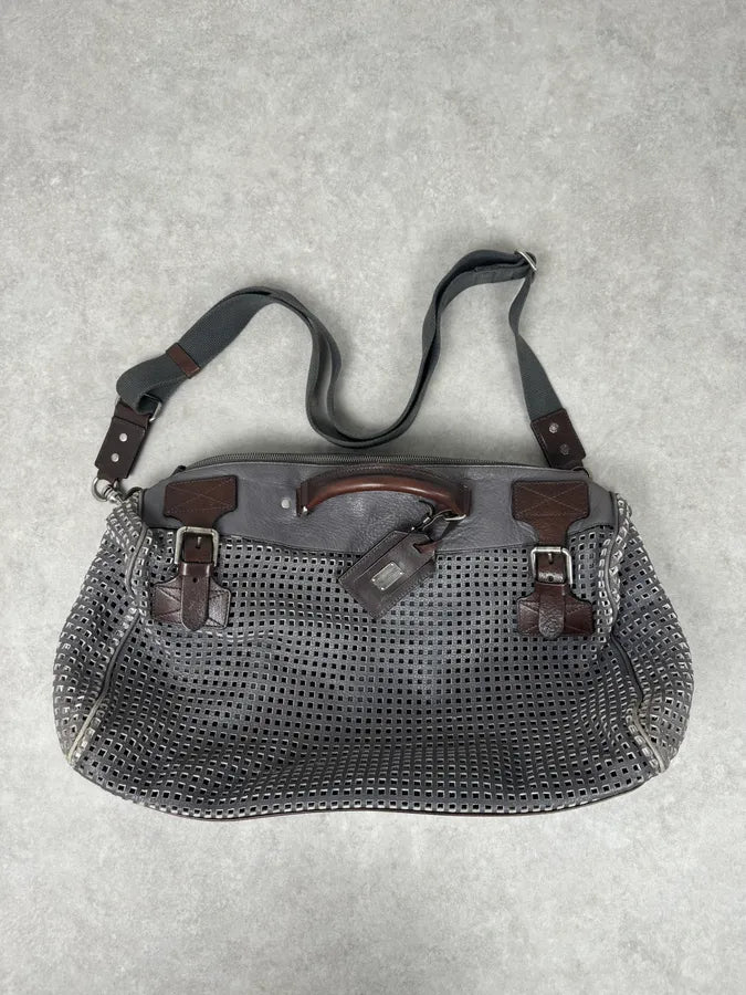 SS2012 Dolce & Gabbana Grey Perfored Week-end Leather Bag QHOviZc 7